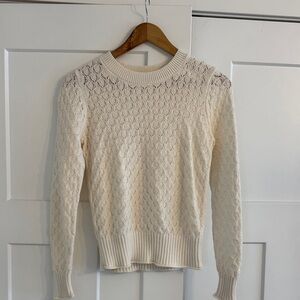 LOFT Cream Lace Crew Neck Sweater